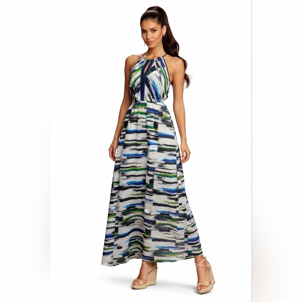 XOXO Blue and Green Patterned Maxi Dress. Size L.